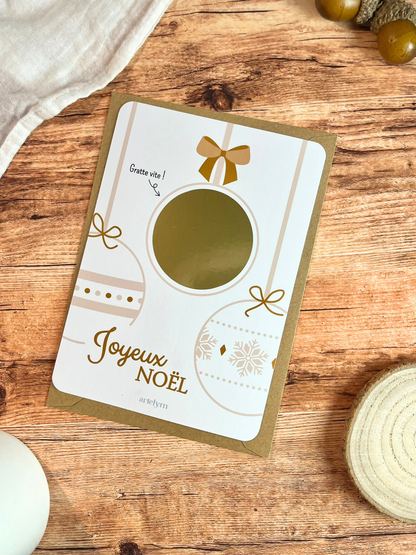 Carte à gratter "Boule de Noël" - blanc