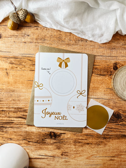 Carte à gratter "Boule de Noël" - blanc